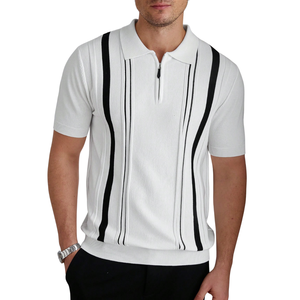 <b>Mens</b> Knitted for <b>Shirt</b> Short Sleeve Patchwork Half Zip Collar Casual Summer Lightweight OEM Service Front Logo Fashion Top - Product Image 4