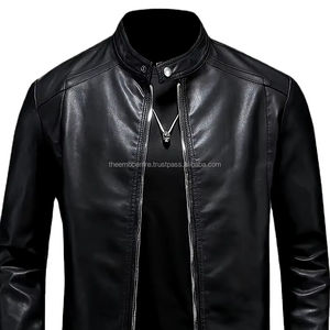 Oem Service Custom Made Logo Hombres Chaqueta de cuero genuino Uso de invierno Cremallera Hombres Chaqueta de cuero de moda para la venta - Product Image 1