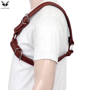 Factory Price Handmade Brown Heavy Duty Premium Cowhide Leather Adjustable Straps With Metal Buckles <b>Harness</b> Top For <b>Men</b> & Women - Product Image 2