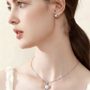 Pendentif en perle d'eau douce naturelle Zhuji 9-10 mm, blanc froid, rond, sans défaut, argent S925, charme en perle Edison - Product Image 3