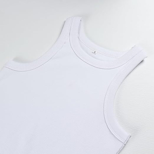 Débardeurs 100 % coton, hauts courts unis, vente en gros, débardeur côtelé à col rond pour femme, service OEM de qualité économique - Product Image 5