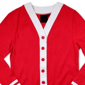 Cardigan en tricot rouge et crème contrastant pour femmes de la sororité HBCU, col en V, manches longues, style preppy, toutes saisons, coupe classique - Product Image 5