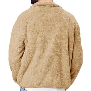 Veste polaire Sherpa boutonnée pour homme, en laine d'agneau fourrée, chaude pour l'hiver, avec logo personnalisé, vente en gros - Product Image 3
