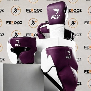 Ensemble de sparring professionnel de kickboxing MMA Fly Boxing, orange et blanc, en cuir de vachette véritable, à lacets, pour adultes - Product Image 6