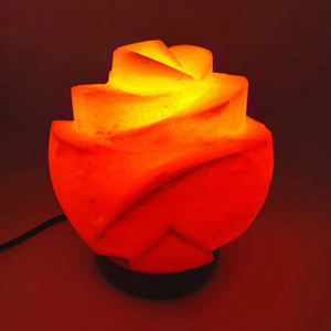 Lampe à fleurs en sel de l'Himalaya de couleur naturelle personnalisée, faite à la main, au toucher réel, rechargeable/à piles/alimentée par courant alternatif pour la décoration de la maison, cadeaux - Product Image 5