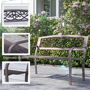 Panca da Giardino in Acciaio con Design Floreale per Patio, Parco, Cortile, Centro Commerciale - Arredo Durevole per Esterni - Product Image 5