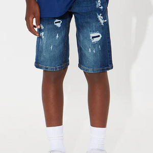 Pantalones cortos de mezclilla clásicos para niños, de color sólido, con bolsillos y logotipo, de corte recto y costuras impecables, hechos con material de alta calidad. - Product Image 6