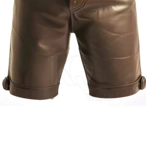 Pantalones Cortos de Cuero para Hombre, Estilo Urbano Casual, Cierre de Cremallera, Cintura Media, Tejido Transpirable de Secado Rápido - Product Image 4