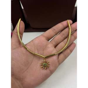 <b>Indian</b> Traditional Hasli Necklace <b>Set</b>-Gold Plated CZ Bridal & Festival <b>Jewelry</b> - Product Image 2