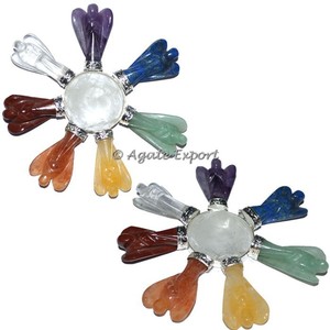 Vente en gros de pierre naturelle artisanale semi-précieuse jade yantra sept chakra générateur d'énergie main cristaux de guérison cadeau décoratif - Product Image 1