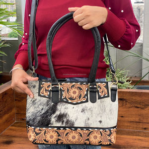 Nuevo Conjunto Combinado personalizado de gran capacidad de 2 piezas, bolso de mano Floral de cuero de vaca con herramientas Premium y conjunto de bolso de mano con muñequera para mujer - Product Image 5