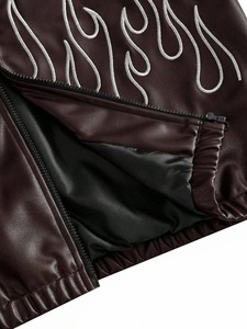 Chaqueta de Cuero Personalizada para Hombre, Estilo Urbano, con Gráfico de Llama Bordado, Chaquetas de Cuero OEM, Tallas Grandes, Chaquetas de Moda Hip Hop - Product Image 5