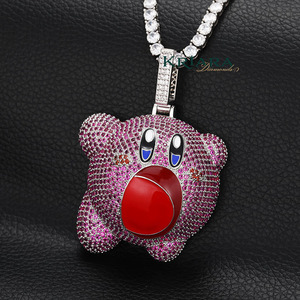 Colgante de Dibujos Animados Kirbo, Chapado en Oro de 18K, Plata 925, Diamante Cultivado en Laboratorio, Diamante de Imitación, Joyería de Regalo Unisex - Product Image 4