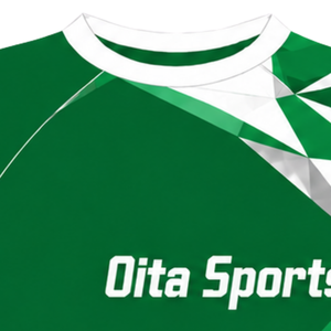 Maillot de compression athlétique à manches courtes vert et blanc, col ras du cou, motif géométrique, pour entraînement de performance et sports nautiques - Product Image 5