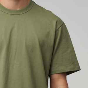 Nouveau T-shirt d'été pour homme tendance, 100% coton, col rond, coupe ample, manches courtes, vert olive uni - Product Image 4