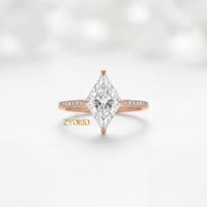 Bague de Fiançailles Romantique en Diamant de Laboratoire Taille Losange, Sertissage à Griffes en Forme de Boussole, Or Massif 14K 18K, Cadeau d'Anniversaire de Mariage - Product Image 6