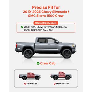 Pedane Laterali da 6 Pollici per Chevy Silverado/GMC Sierra 1500 Crew Cab 2019-2025, Accessori per Camion - Product Image 2