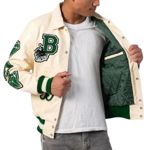Veste universitaire en laine mélangée personnalisée pour homme, veste de baseball style Letterman, logo personnalisé, patch brodé, fabricant OEM ODM - Product Image 4
