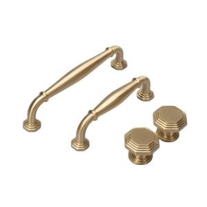 Ensemble de poignées et boutons dorés avec une finition élégante, parfaits pour les portes en bois, les placards ou les décorations intérieures d'Inde. - Product Image 1