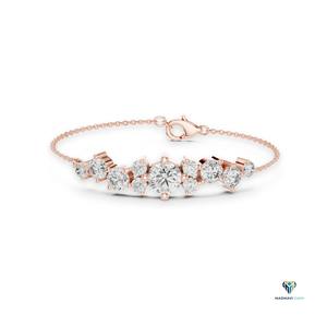 3.03 CT Rose <b>Gold</b> Round Lab Grown Diamond Graduated Bracelet in 18K <b>Solid</b> <b>Gold</b> - Product Image 1