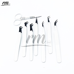 Pince à épiler RMI à logo personnalisé, 90 degrés, meilleure qualité, pointe plasma noire, prise diamant, outil de beauté pour cils, couleur blanche, vente chaude - Product Image 1