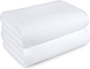 Serviette de bain en coton pur blanc 550 GSM, douce, absorbante, qualité supérieure, idéale pour hôtel, spa, salle de sport, plage, salle de bain, disponible au meilleur prix - Product Image 2
