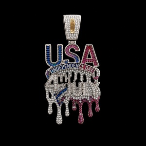 Colgante con Diseño del Día de la Bandera de EE. UU., 4 de Julio, con Cristales de Imitación, Estilo Hip Hop, Unisex, Joyería de Moda - Product Image 1