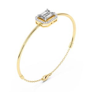 Nueva Pulsera Abrible de Lujo y Elegante en Oro Rosa de 14kt con Halo Estelle y Diamante Esmeralda de Laboratorio (1 Ct.) Tw. Marcado de Joyería Fina de Lujo - Product Image 5