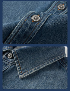 Chemise en jean décontractée pour homme, coupe slim, manches courtes, coton et élasthanne, respirante, écologique, légère, avec deux poches avant - Product Image 3