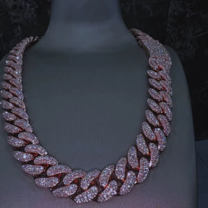 Precio de fábrica Cadena cubana eslabonada con incrustaciones de oro rosa y moissanita VVS, certificada IGI, de lujo, estilo Hip Hop, tendencia, superventas, gran oferta - Product Image 1