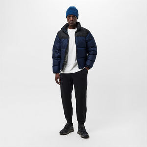 Chaqueta Acolchada Azul Marino para Hombre, Cuello Alto, Cierre de Cremallera, Resistente al Viento, Relleno Grueso de Poliéster, Ropa Casual de Invierno - Product Image 2