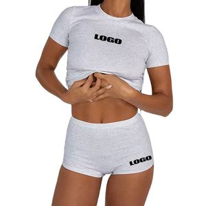 Nouveau short de sport deux pièces multicolore imprimé en usine pour dames doux ensemble de vêtements pour femmes - Product Image 1