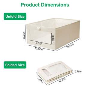 4pcs Convenient Handle Foldable Linen Storage <b>Bins</b> Visible Clear Window Multipurpose <b>Collapsible</b> Fabric Basket for Clothing - Product Image 6