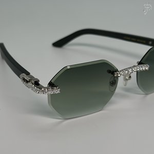 Gafas de Sol de Lujo Verdes con Diamantes de Moissanita Redondos con Corte VVS, Gafas de Diseño con Incrustaciones de Diamantes para Unisex - Product Image 4