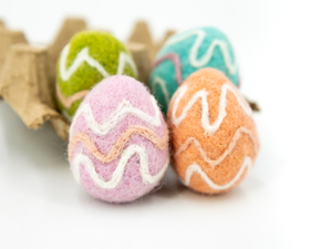 Wholesale Handmade Wool Felt Striped <b>Easter</b> Egg <b>Ornaments</b> for Decorations, Egg Hunt and Seasonal Craft Supply - Product Image 3