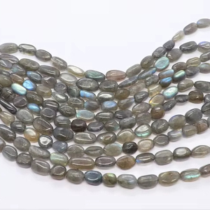 ลูกปัดลาบราดอไรต์ธรรมชาติทรงหยดน้ำขนาด 8-10 มม. ลูกปัดพลอยลาบราดอไรต์ 16 นิ้ว ลาบราดอไรต์ทรงหยดน้ำแบบเรียบ - Product Image 1