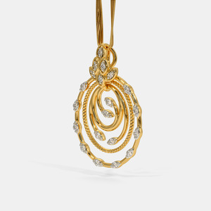 Collar con Colgante de Lujo en Oro Amarillo de 14K con Diseño Circular de Hoja en Espiral y Diamante Cultivado en Laboratorio con Corte Brillante Redondo - Product Image 4