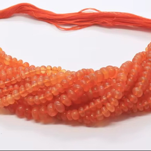 ลูกปัดคาร์เนเลียนธรรมชาติทรงรอนเดลล์เรียบขนาด 16 นิ้ว สีส้มแฟนตา ลูกปัดพลอยคาร์เนเลียนทรงรอนเดลล์ ลูกปัดคาร์เนเลียนธรรมชาติแบบเม็ดเดี่ยว - Product Image 1