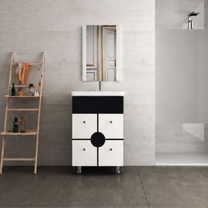 Alba Collection Classic Design Rectangle Wall-Mounted Ceramic Basin Bathroom <b>Vanity</b> <b>Table</b> Mirror Included PVC Material Water - Product Image 1