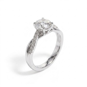 Anillo de compromiso de diamante de laboratorio redondo de oro de 14K con certificación IGI, color E, VVS2, listo para enviar, 3.22CT, banda apilable para boda - Product Image 3