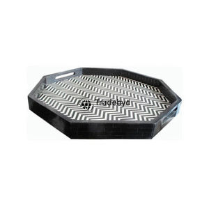 Bandeja Móvil Decorativa de Hueso Incrustado Moderna de Primera Calidad, Hecha a Mano, para Mesa de Comedor, por Tradebyd - Product Image 1