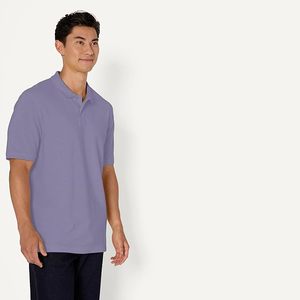 Polo de Algodón de Manga Corta para Hombre, Color Morado Sólido, Casual, Tejido Transpirable, Corte Regular - Product Image 3