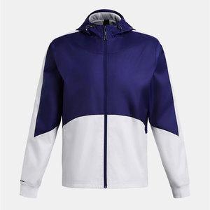 Blouson bomber coupe-vent pour homme, color-block gris et noir, fermeture éclair sur le devant, style sportif, idéal pour l'automne - Product Image 1