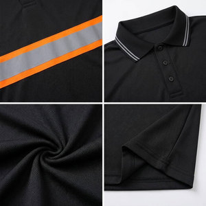 OEM |   Alta Visibilidad |   Camiseta de Seguridad Reflectante Negra de Manga Corta |   Camiseta de Trabajo Polo Económica para Seguridad Vial - Product Image 6