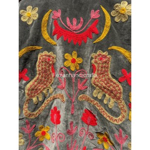 Unique Handmade Premium Embroidered Outerwear <b>Women's</b> Ethnic Inspired Reversible Suzani <b>Velvet</b> Winter <b>Jacket</b> - Product Image 5