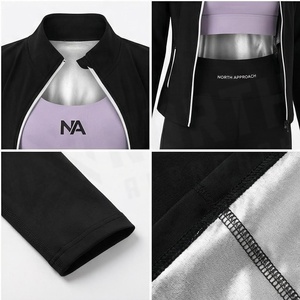 Conjunto de Yoga de 2 Piezas North Approach, Cierre Frontal Completo, Color Negro Sólido, Absorbe el Sudor, Ropa Deportiva para Mujer - Product Image 4