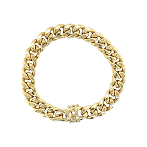 สร้อยข้อมือแบบ Cuban Link ชุบทอง 14K ทำจากโลหะผสมสังกะสี สำหรับผู้ชาย เหมาะสำหรับงานแต่งงาน แฟชั่นเครื่องประดับ ไม่มีเพชร - Product Image 1