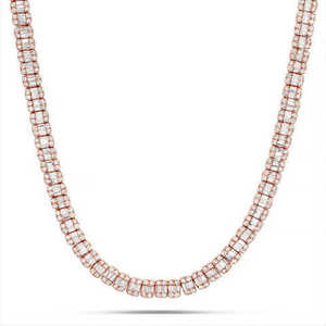 Elegante y Estiloso Collar de Moissanita con Corte Brillante Redondo y Cadena Hip Hop en Oro Rosa - Product Image 2