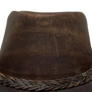 Leather Cowboy <b>Hat</b> with Braided <b>Band</b> Unisex Adult Outdoor Casual Four Seasons - Product Image 3