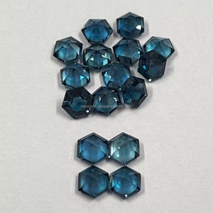 Topacio azul de Londres natural de 7 mm, corte hexagonal facetado, listo para comprar, piedra preciosa semipreciosa suelta, hecho a mano para la fabricación de joyas. - Product Image 2